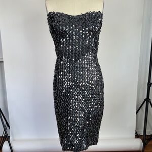 Vintage CLIMAX Y2K shiny silver sequin sexy mini 90s party dress 4